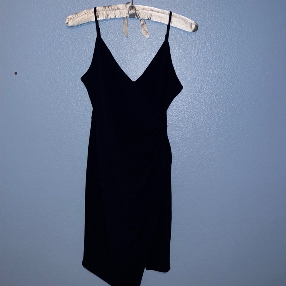 Altar'd State Black Asymmetrical Faux Wrap Dress - size Medium - B6